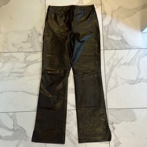 Cache 100% Leather Pants Soft Dark Brown Women’s size 4-6 Boot Cut